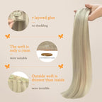 DOORES Clip in Hair Extensions Real Human Hair, Ash Blonde Highlighted Platinum Blonde 130g 9pcs 14 Inch Clip in Virgin Hair Extensions Invisible Edge, Hair Extensions Real Human Hair