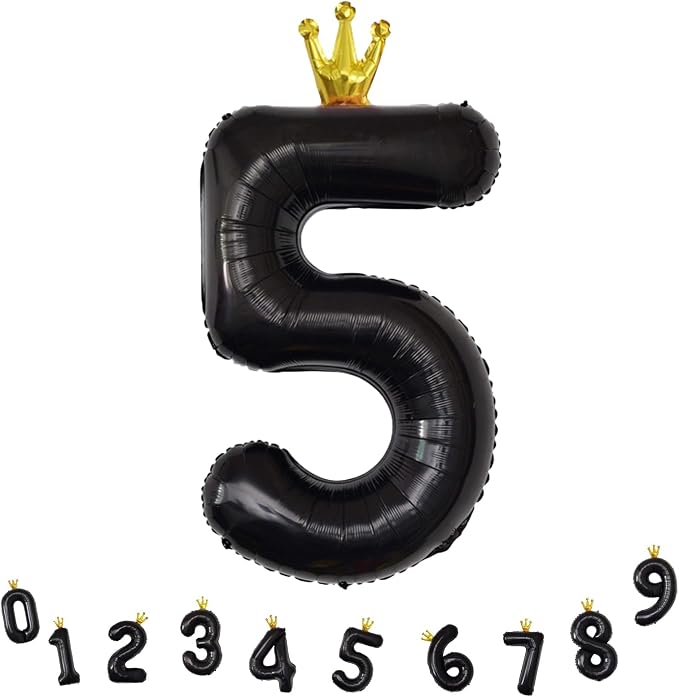 40 Inch Black 5 Number Balloons - Image 9