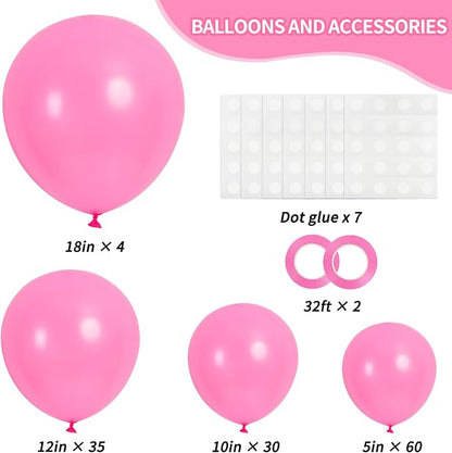 RUBFAC Pink Balloons Different Sizes Pink Balloon Arch Kit 129pcs | Pink Balloon - Image 2