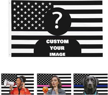 Nxwdwqa Custom Black and White America Flag 3X5 Ft Personalized Flags Design by Nxwdwqa