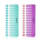 2-Pack Wide-Tooth Anti-Static Comb Set-6.1inch Handle-Free Design, Suitable for Curly, Wet & Dry Hair, Portable Travel Detangling Comb (Purple+Blue)