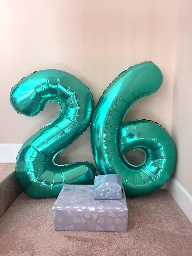 2 Balloon Numbers 40Inch Blue Green Party Decorations - Image 2