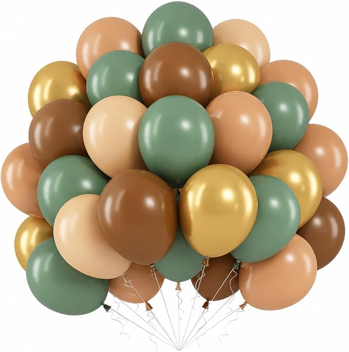 HILAVO Sage Green and Brown Balloons, 12 Inch Olive Green Brown and Gold Jungle by HILAVO