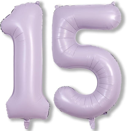 Light Purple 15th Birthday Balloons, 40 Inch Dusty Pastel Purple Mylar Foil by Lingqiang