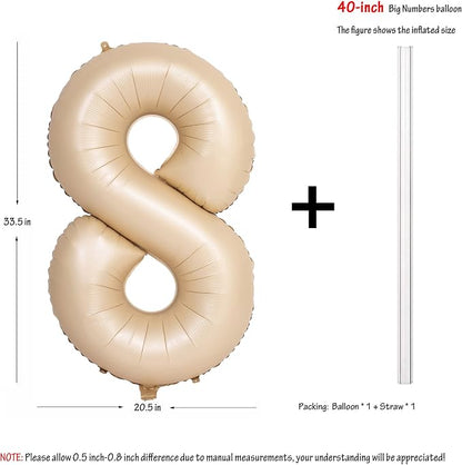 40 In Caramel Number Balloons Helium Foil Mylar latex Balloon Digital 8 | - Image 3