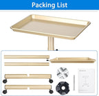 Salon Tray on Wheels, Champagne Gold Salon Service Tray Cart with Adjustable Height,Ideal Use As Salon Tattoo Tray&Medical Tray,No-Rusting