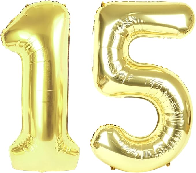 15 Balloon - Champagne Gold Birthday Number Balloons, 40 Inch Decorations | by ALPHADELTAPI