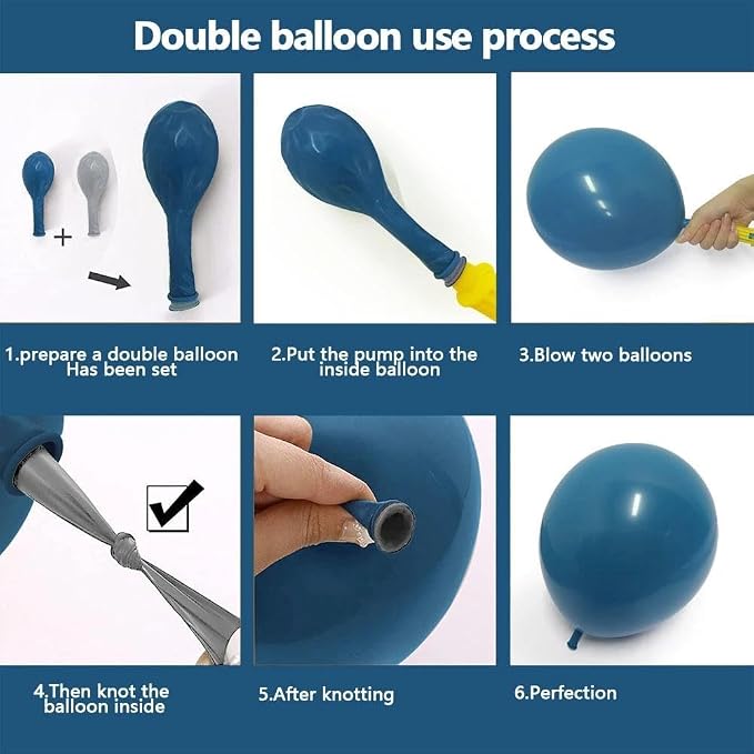 Dusty Blue Yellow Balloon Arch Kit Double Stuffed Dark Pastel Blue Light Yellow - Image 5