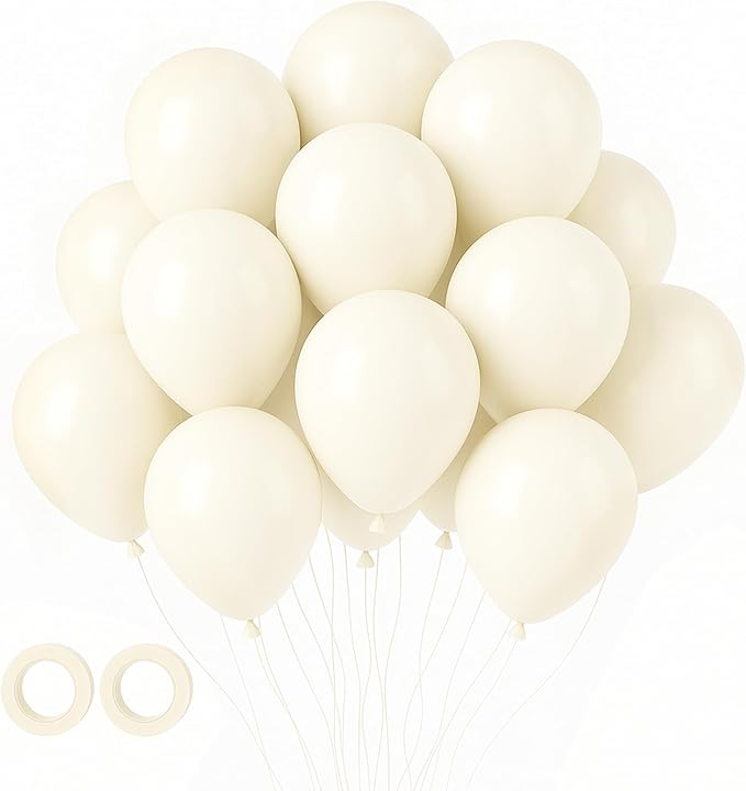 Voircoloria 105pcs Ivory White Party Latex Balloons, 12inch | by Voircoloria