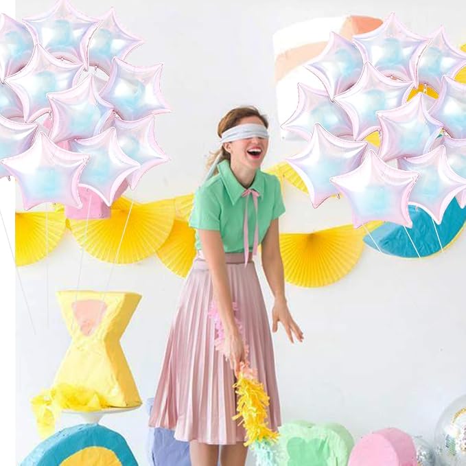 TONIFUL 15 Pcs Star Balloons 18 Inch Large Iridescent Foil Balloons | Big - Image 5