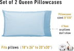 Sunflower Queen Pillowcases Set of 2, 100% Cotton Queen Pillow Cases 2, 20×30 inches Ashley Blue, Soft and Breathable