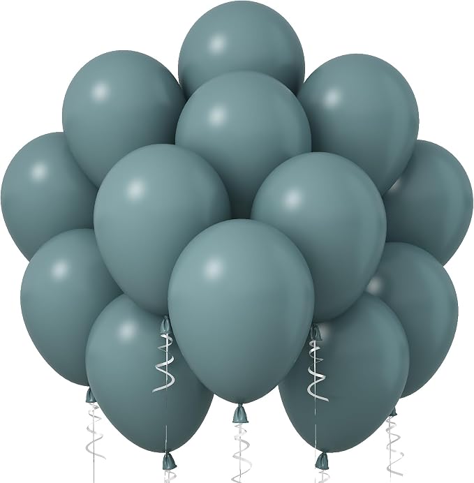 Jobkoo Slate Blue Balloons, 12 Inch 30 Pcs Dusty Dark Teal Latex Matte Retro by Jobkoo