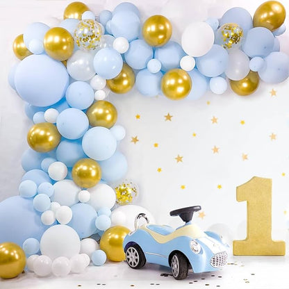 Blue and White Gold Balloons - Image 4