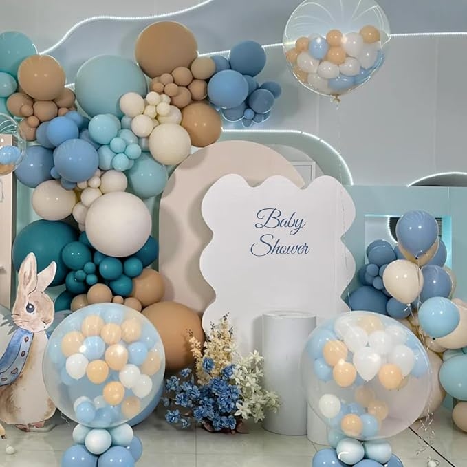 Dusty Blue Camel White Balloon Garland Arch Kit - Image 7