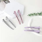 AIMIKE Hair Sectioning Clips with Silicone Band - 6pcs No Crease Duck Billed Clips for Styling, Cutting, and Rollers in Morandi Color