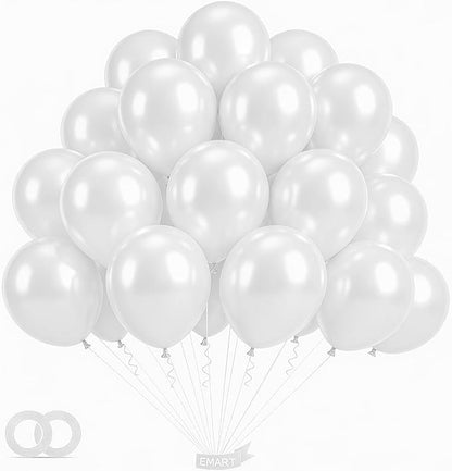 EMART White Balloons 12 Inch 100pcs, Latex Balloons by EMART