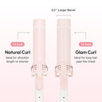 VODANA Professional GlamWave Ceramic Curling Iron, Natural Curls, Hair Curler, Curling Wand, Available in USA (Strawberry Cream, 1.4 inch)