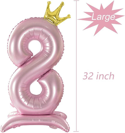 Crown Pink Number 8 Balloon - Image 2