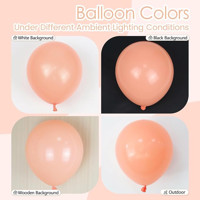 110pcs Peach Balloons, 18 12 10 5 inch Pastel Orange Balloons Different Sizes - Image 5