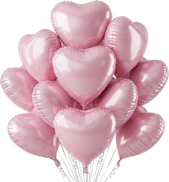 TONIFUL 30 Pcs Baby Pink Heart Balloons 18 Inch Heart Shape Foil Balloon | by TONIFUL
