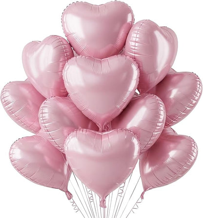 TONIFUL 30 Pcs Baby Pink Heart Balloons 18 Inch Heart Shape Foil Balloon | by TONIFUL