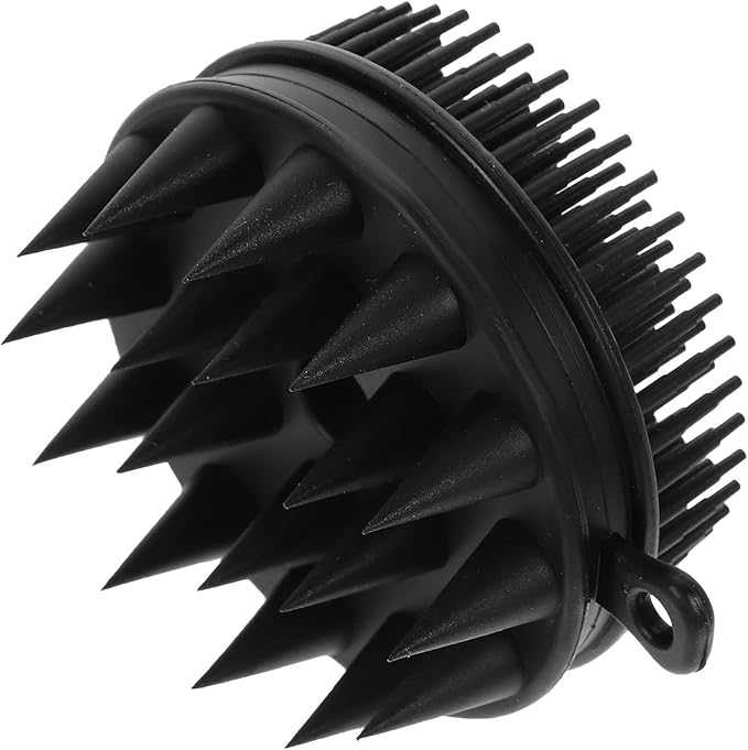 Silicone Bathing Brush and Massage Shampoo Brush for, 1pcs Black Silicone Scalp Scrubber Body Scrubber for Gentle Bathing and Hair Care