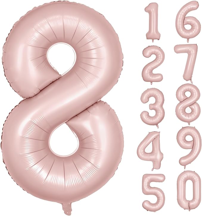 40 inch Pink Number Balloon Light Pink 8 Balloon Matte pink Number 8 Balloon by Yeodong