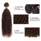 30 32 34 Inch Brown Curly Bundles Human Hair Color 4 Bundles Niegmeag Virgin Soft and Skily Remy Hair Extensions Dark Brown Kinky Curly Bundle