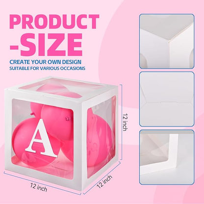Baby Boxes for Baby Shower White Clear Balloon Box Blocks Gender Reveal - Image 3