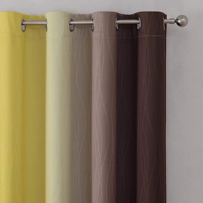 Brown and Yellow Blackout Curtains 45 Inch Length, Full Light Blocking Gradient - Image 4