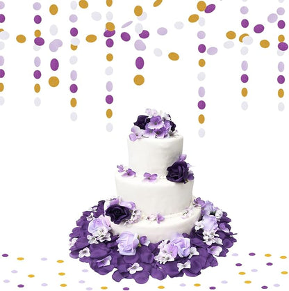 White Purple-Gold Party-Decorations Paper Garland - 52ft Glitter Hanging - Image 4