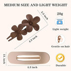 5 Pcs Flat Hair Clips, Medium Lay Flat Claw Clips for Women Girls,2 Styles Strong Hold Non-slip Matte Hair Claws for Thick Thin Hair(Brown&White)