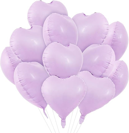TONIFUL 30 Pcs 18 Inch Matte Pastel Lilac Heart Shape Foil Mylar Balloons | by TONIFUL