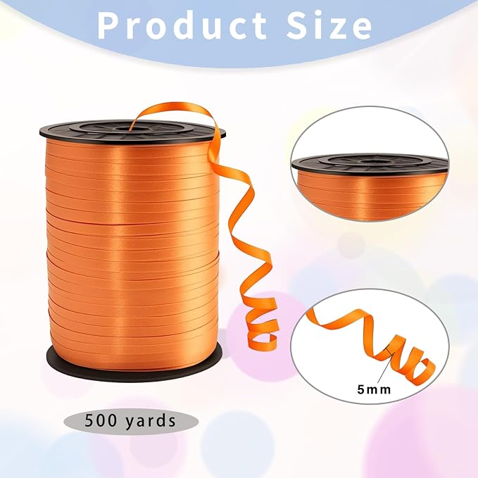 500 Yard Orange Ribbon, 1/5" Curling - Image 2