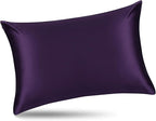 ALASKA BEAR Silk Pillowcase for Hair and Skin, Set of 2 Pure Genuine 22 Momme Mulberry Silk Pillow Cases King Size for Bliss Sleep Better Than Poly Satin, Zipper Closure(2pc, Dark Purple)