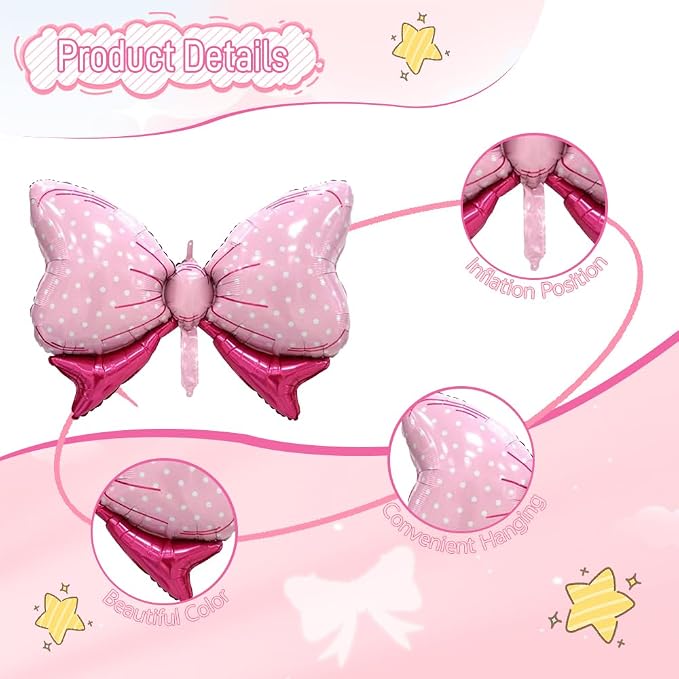 4pcs Jumbo Oversized Ribbon Balloons Coquette Bow Balloons Bow Party Coquette - Image 5