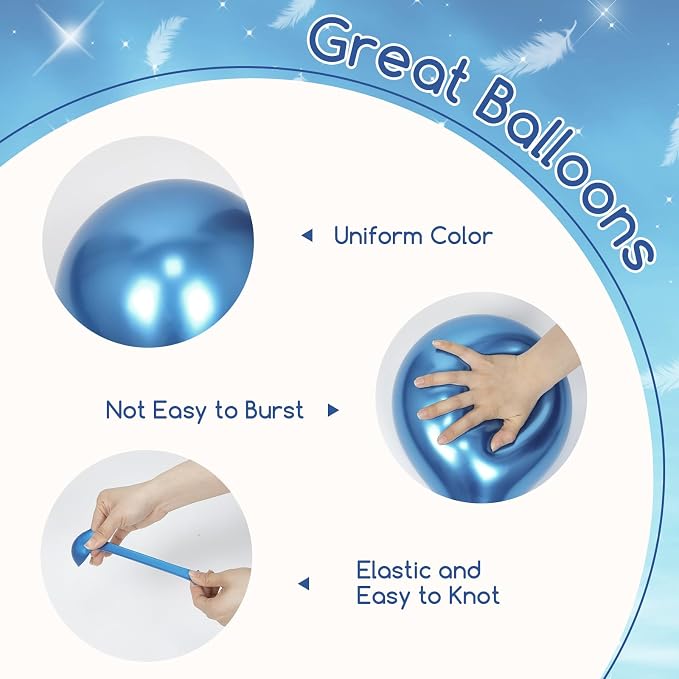 60pcs Blue and White Balloons 12inch - Image 3