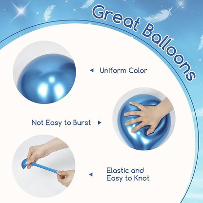 60pcs Blue and White Balloons 12inch - Image 3