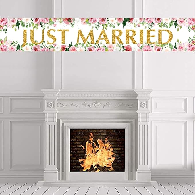 Just Married Wedding Backdrop Wedding Banner - Image 7