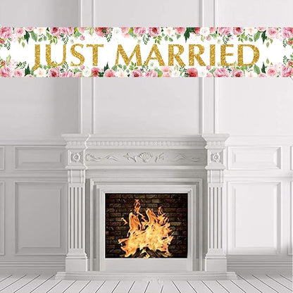 Just Married Wedding Backdrop Wedding Banner - Image 7