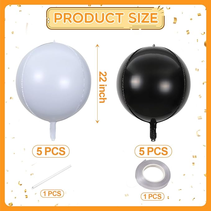 22 Inch Black and White Foil Balloons - Image 2