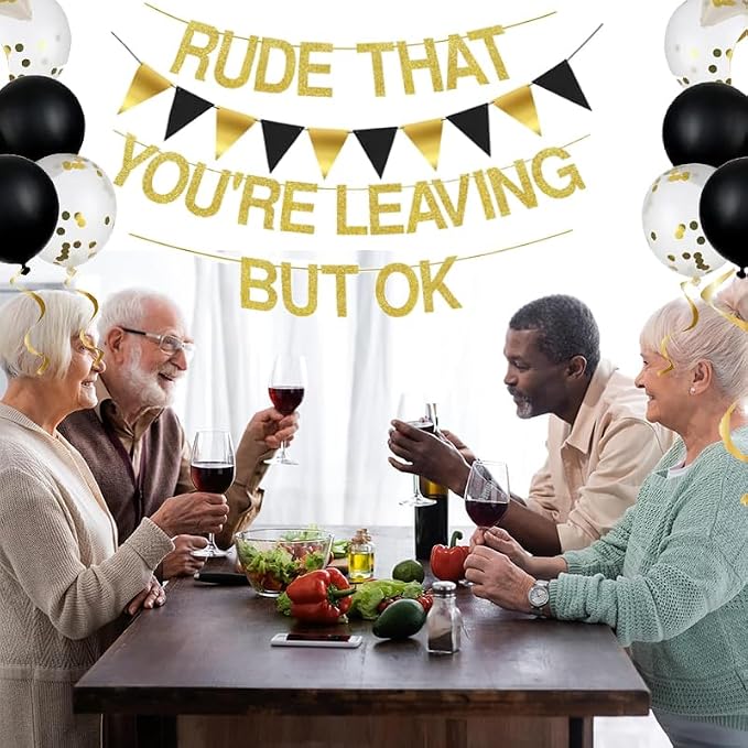 ADULLPONY Rude That You're Leaving But OK Banner Going Away Party Decorations - Image 4