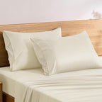 TOSMO Luxury Pillow Case Set of 2 - Cooling Viscose Derived from Bamboo - Oeko-TEX, Breathabl Silky Soft Pillow Cases with Envelope Closure (Standard / 20x26, Beige)
