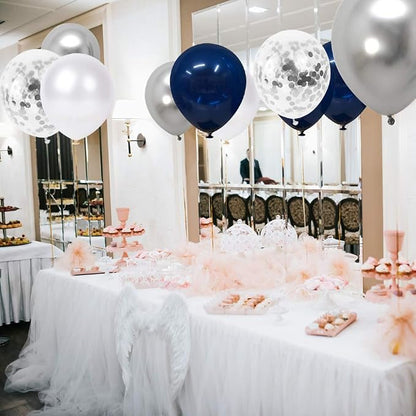Navy Blue Balloons, 12 Inch White Balloons - Image 4