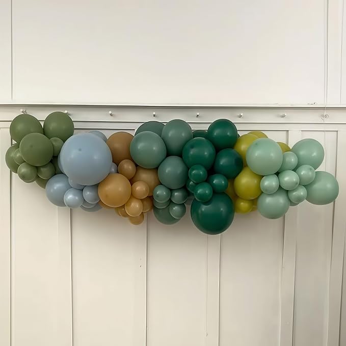 Blue Green Brown Balloons, 12 Inch Sage Pastel Green Balloon Dusty Blue Balloon - Image 6