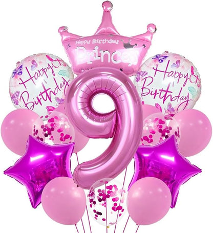 32 inch Pink Number 9 Balloons，9th Large Foil Balloons Pink Decorations by Unknown