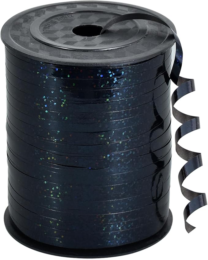 BEISHIDA 500 Yards Black Ribbon Crimped Curling Shiny Metallic Balloon String by Beishida