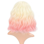 FAELBATY Short Pink Ombre Wig With Bangs - Bob Synthetic Wig for Women, Cosplay & Halloween - 12" (613/Pink)