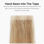 SUYYA Invisible Tape in Hair Extensions Human Hair Seamless Injected Hand-Tied Pro Quality Virgin Human Hair Tape Ins Ash Blonde Highlighted Bleach Blonde 20PCS 50G/Pack Straight(22 inch #P18/613)