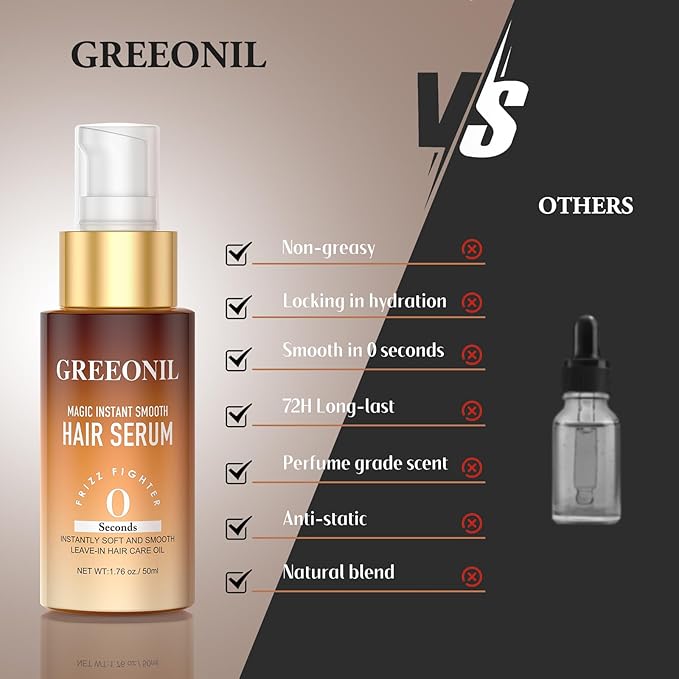 Hair Serum, Anti Frizz Control Hair Oil Repair, Nourishing Treatment for Split Ends and Frizzy Dry Curly Thick Coarse Hair, 3.52 Fl Oz